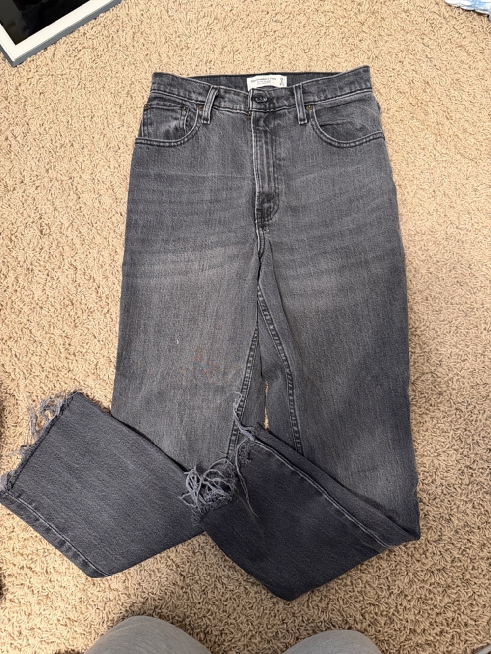 Abercrombie & Fitch Charcoal Washed High-Rise '90s Straight Jeans
